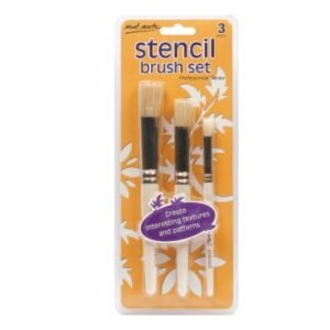 Mont Marte Professional Stencil Brush Set - 3 Pcs | High Quality Bristles for Crisp Stenciling & Texture