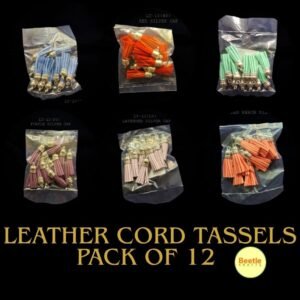 Leather Tassels with Silver Cap - 1.5 Inch | Pack of 12 (Various Colours Available)