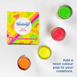 Fevicryl Neon Acrylic Colour Kit - 4 Shades (15ml Each) | Multi-Surface, Vibrant & Washable Neon Paints