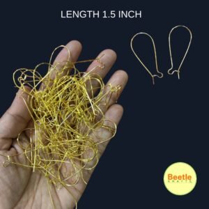 Gold Kidney Earring Hooks – 1.5 Inch | Bulk 50gm Pack (~166 Pcs) | Secure Teardrop Ear Wires