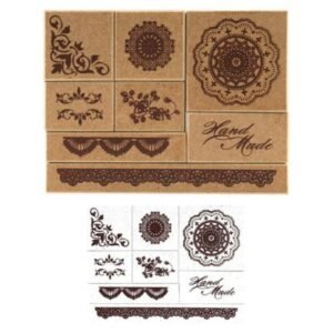 Wooden Stamp | Pack of 8 for Journalling, Scrapbooking, Wax, Ink