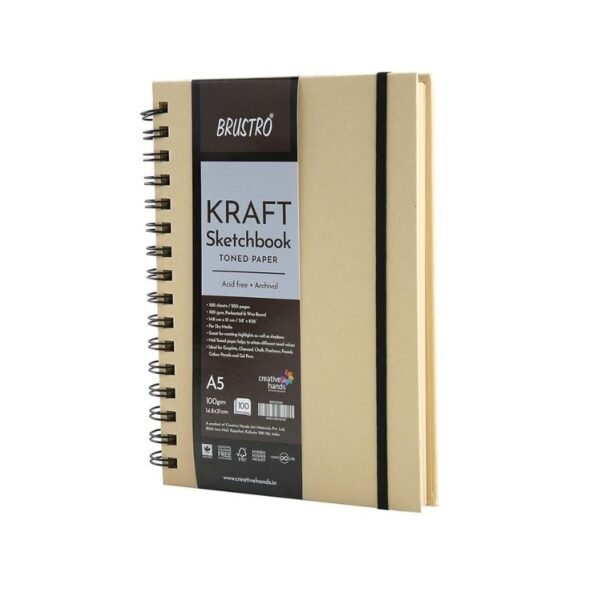Brustro Kraft Toned Sketchbook - All Sizes (A4, A5, 6x6 Inch) | 100gsm Premium Paper for Rustic Art & Highlights 16 483 6