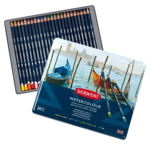 Derwent Watercolour Pencils - 24 Shades Tin Box | Versatile Wet & Dry Art