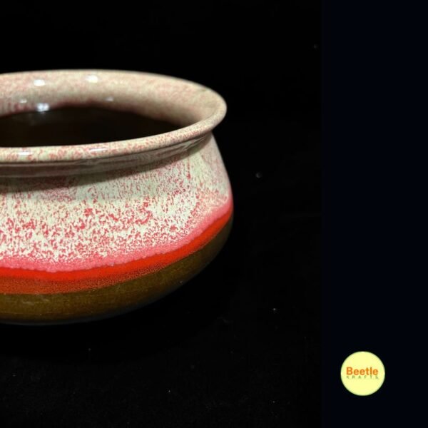 Crimson Harmony Handi with Lid (Size 6x5.8 Inch) - Stoneware Ceramics 13 71 6