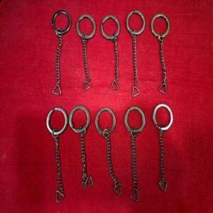 Black Oxidized Keyrings with Long Chain - Tactical Style Split Ring (10 Pack)