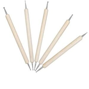 Wooden Dot Mandala Tools Set - 5 Pcs | Natural & Ergonomic for Dot Painting, Art & Craft Projects