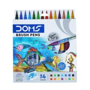 DOMS Brush Pen Set - 14 Vibrant Water-Colour Shades for Art & Calligraphy