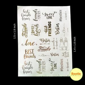 Golden Embossed Friendship & Love Sticker (A4 Size)