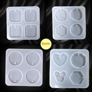 4 Cavity Mixed Shape Keychain Silicone Mould - 1.5 Inch | DIY Resin Keychains, Pendants & Jewellery