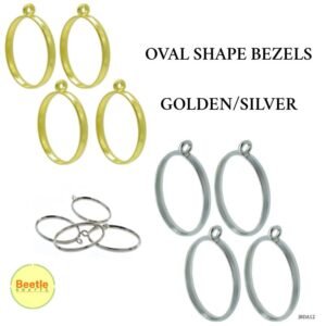 Oval Shape Brass Bezels - Pack of 4 (3.5x2.5cm, 3mm Thick) | Golden & Silver | Open Back Frames for Resin Jewellery