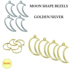 Moon Shape Bezels – Golden/Silver (Pack of 4)