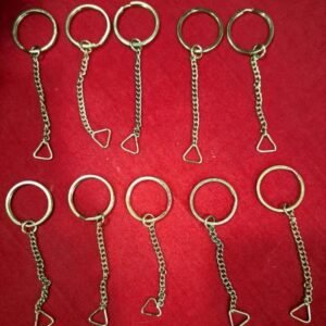 Vintage-Style Antique Golden Keyrings with Long Chain - Pack of 10 Decorative & Durable Split Rings