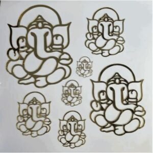 Golden Acrylic Lord Ganesha Cutout - Divine Home Decor & DIY Craft Embellishment (Available in 2.5, 3 & 5 Inch)