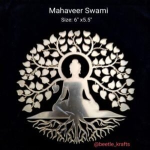 Mahaveer Swami Golden Acrylic Cutout - 6x5.5 Inch (3mm) | Divine Home Decor, Pooja Room & Spiritual Gifts