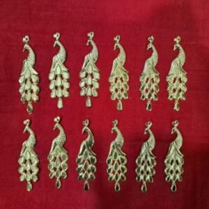 Golden Metal Peacock Charms / Embellishments - 12 Pcs (6cm) | DIY Crafts, Jewellery Making & Festive Decor
