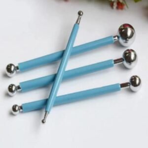 4-Piece Metal Round Modeling Tools Set - Ball Tip Clay & Wax Sculpting Instruments