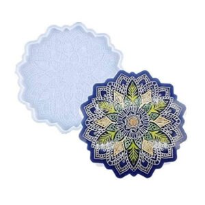 Mandala Coaster Silicone Mould – 5 Inch | Intricate Geometric Textured Relief Mould for Resin, Jesmonite & Concrete Crafts