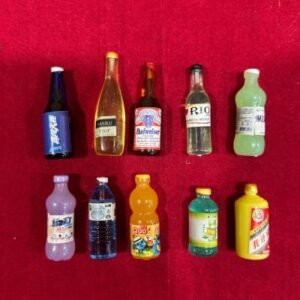 Miniature Beverage Bottles - Pack of 10 (1-1.5 Inch) | Assorted Shapes & Colors for Dioramas, Crafts & Dollhouse Decor