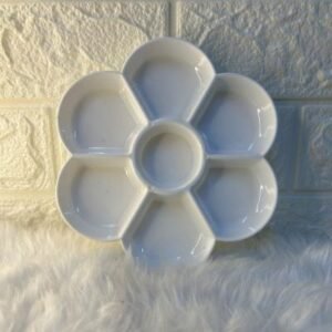 Flower Shape Paint Palette - 17.5cm | 7-Well White Plastic Mixing Tray for Watercolour, Acrylic & Oil | Lightweight & Easy Clean
