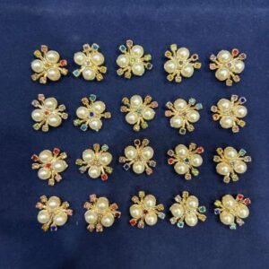 Vibrant Pearl Moti & Rhinestone Beads (20 Pcs) for DIY Hair & Jewellery Making - Multicolour