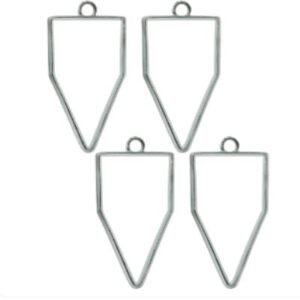 Pencil Shape Brass Bezels - Pack of 4 | 2x4cm, 3mm Thick | Silver Finish