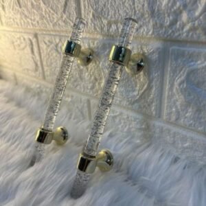 Tray Handle – Transparent Silver | 6 Inch | Sleek Acrylic & Metal Design