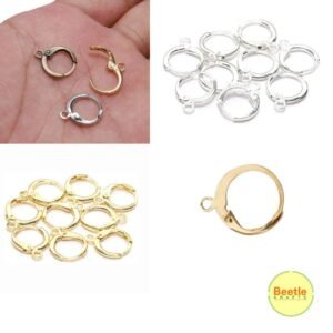 Bali Earring Hooks (100 Pcs) - 1.2 cm | Golden/Silver Plated Metal Alloy Ear Wires for DIY Jewelry Making & Crafts