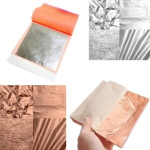 Metallic Gilding Foil Sheets - 25 Pack (3x3 Inch) | Silver & Copper | Resin Art, Gilding & Crafts