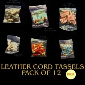 Leather Tassels with Golden Cap - 1.5 Inch | Pack of 12 (Various Colours Available)