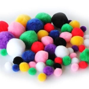 Assorted Pom Pom Balls - Pack of 50 (Mixed 2.5cm & 3cm) | Craft Supplies for Kids, DIY & Decor