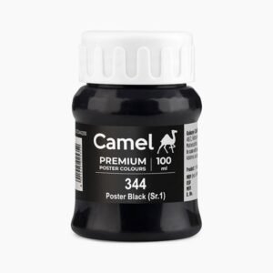 Camel Premium Poster Colour - Poster Black (344) SR1 | 100ml Bottle | High Opacity, Matte Finish Art Paint