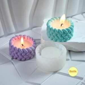 Ribbon Knot Round T-Light Mould - 2.3x1.2 Inch | Unique Silicone Mould for Candle Making & Resin Art