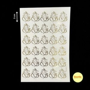 A5 Sheet of Ganesh Golden Embossed Stickers (3cm) | Total 30 Pcs for Crafts & Decor