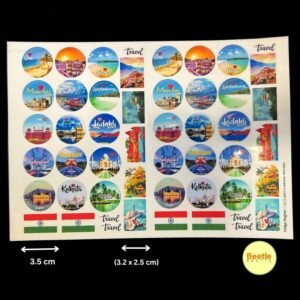 A4 Sheet of Colourful Travel Fridge Magnets (2.5-3.5cm) | DIY Decor & Souvenirs