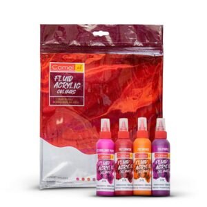 Camel Fluid Acrylic Kit - Sunset Series | Canvas Board & 4 Shades (25ml)