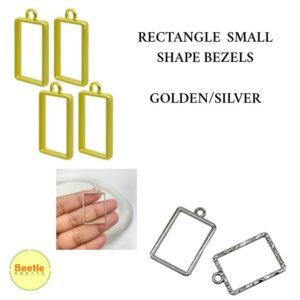 Rectangle Shape Open Bezels - Pack of 4 | 2x3cm, 3mm Thick | Golden or Silver Finish