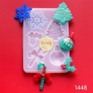 5 Cavity Christmas Pendant & Keychain Silicone Mould - 15x10cm | For Resin, Clay & Soap
