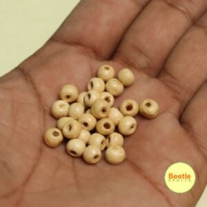 Natural Wooden Beads (6mm) - 15gm Pack | DIY Jewellery, Macrame, Crafts & Decor