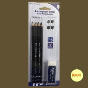 Staedtler Mars Lumograph Black Artist Pencils (Set of 6) | Professional Graphite Pencils for Drawing & Sketching