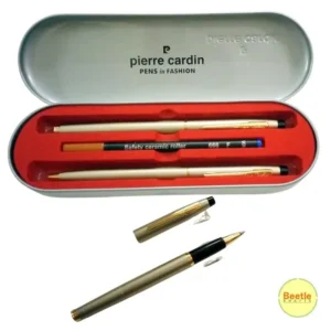 Pierre Cardin Kriss Satin Nickel Premium Pen Set – Roller Ball & Ball Pen Combo