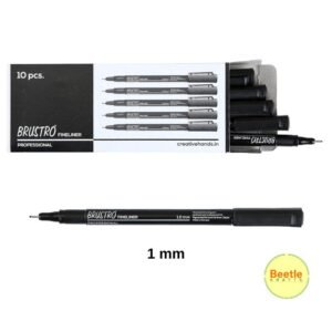 BRUSTRO Professional Pigment Based Fineliner Pen | Black - 8 Precision Tip Sizes
