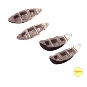 Dark Brown Boat Miniature – 1.7 Inch | Set of 2 | Rustic Rowing Boat Accents