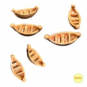 Brown Boat Miniature – 1.5 Inch | Set of 2 | Classic Rowing Boat Accents