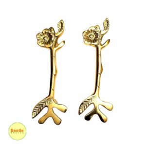 Flower Golden Tray Handle – 6 Inch | Artistic Botanical Metal Handle