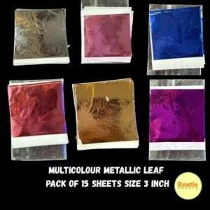 Multicolour Metallic Leaf Sheets – 3 Inch | 15 Sheets Pack