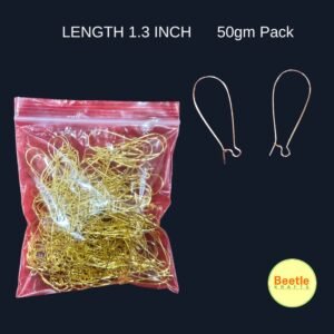 Gold Kidney Earring Hooks – 1.3 Inch | Bulk 50gm Pack | Secure Teardrop Ear Wires