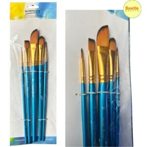 Worison 5-Piece Metallic Blue Artist Brush Set – Professional Mixed Shape Series | Premium Synthetic Gold Collection