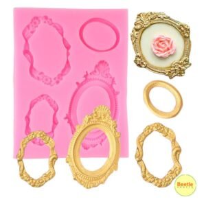 Vintage Baroque Picture Frame Silicone Mould – 4 Cavity | Ornate Victorian Designs for Resin & Clay
