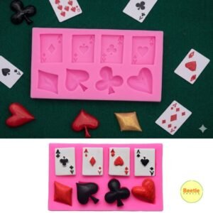 4 Aces Poker & Playing Card Suits Silicone Mould – 8 Cavity | Miniature Las Vegas Theme for Resin & Clay