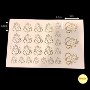 Premium Golden Embossed Ganesh Sticker Sheet – A5 Size | 3D Auspicious Ganesha Decals for Resin Art, Pooja Thalis & Festive DIYs